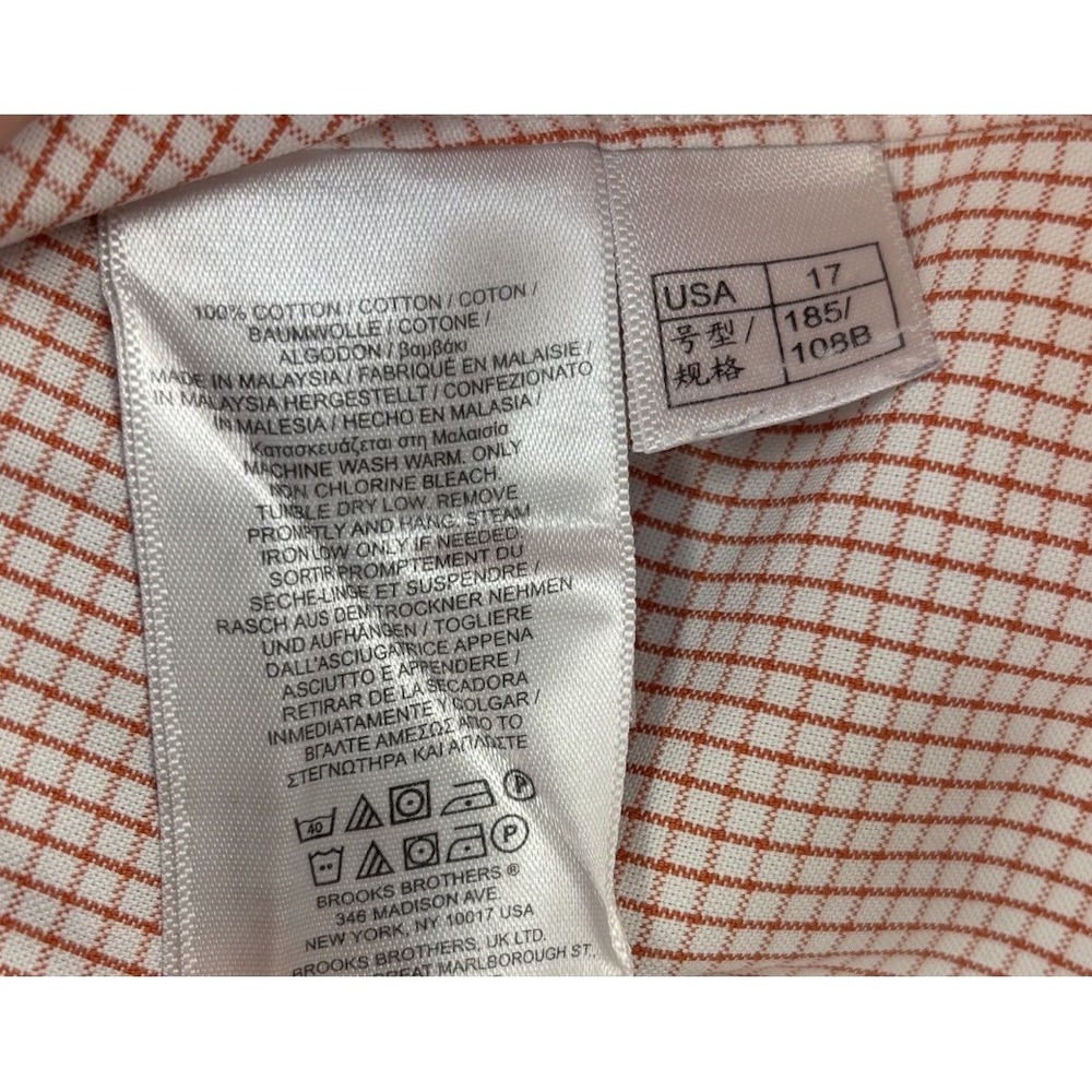 Brooks Brothers Regent Gingham Button Down Shirt 17-2/3 Red Cotton Preppy Office - Picture 3 of 11